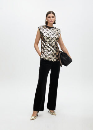Bronze & Gold Sequin Sleeveless Top