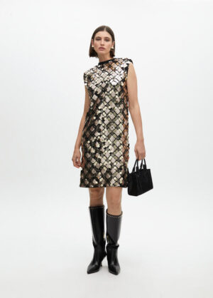 Bronze & Gold Sequin Sleeveless Shift Dress