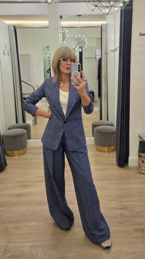 Blue Prince of Wales Check Single-Breasted Blazer