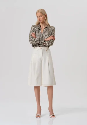 Vanilla Bermuda Flare Shorts with Darts