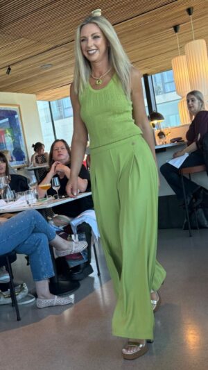 Pistachio Green Pleated Palazzo Trousers