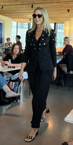 Black Fitted Tailored Blazer with Round Studs