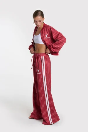 Cherry Red Pinstripe Track Pants