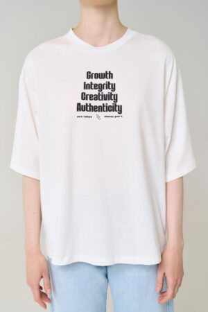 White Over-Sized T-Shirt with Slogan 'Growth Courage.....'