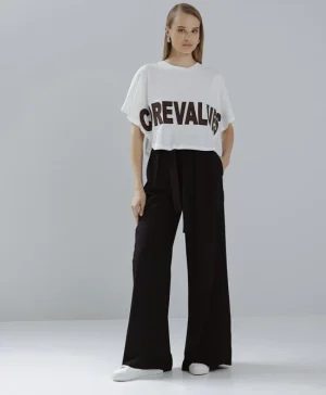 White Cropped T-Shirt with Slogan 'Core Values'