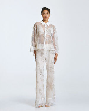 Vanilla Semi-Sheer Trousers with Silver Embellishment