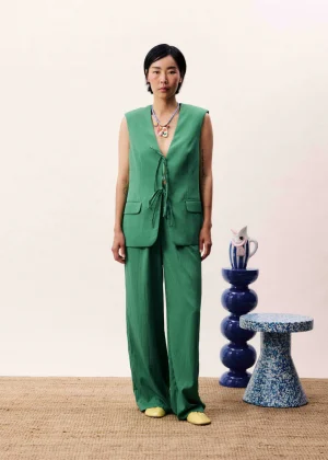 Green Fluid-Cut Trousers