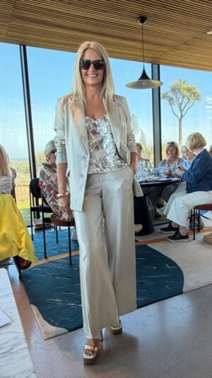 Oyster Metallic Suit Trousers