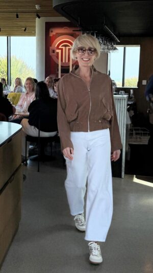 Choco Bomber Jacket with High Collar & Drawstring Waist