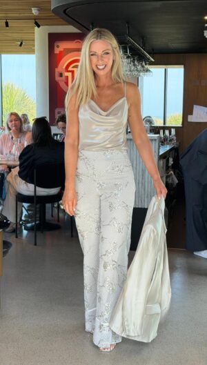 Vanilla Semi-Sheer Trousers with Silver Embellishment