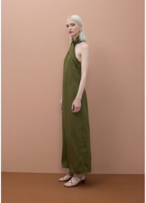 Olive Green Halter Maxi Dress