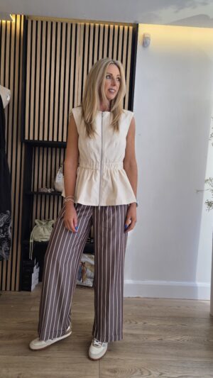 Choco & Vanilla Striped Ankle-Grazer Trousers
