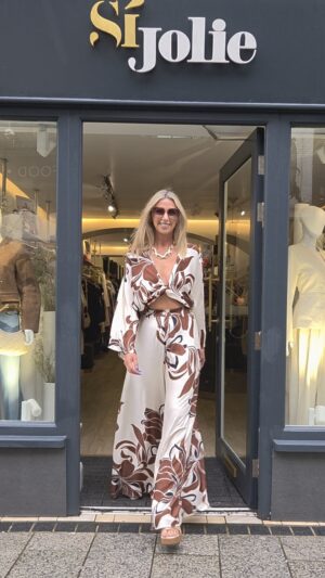Vanilla & Choco Printed Wide-Leg Trousers