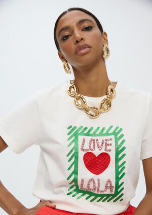 White 'LOVE LOLA' Jewel T-Shirt