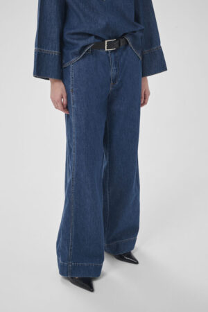 Denim Mid-Wash Chino Jeans with Double Side Seam