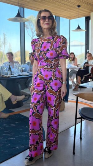Fuchsia Floral-Print Wide-Leg Trousers