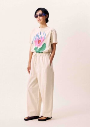 Vanilla Cotton Canvas Relaxed-Fit Trousers with Patch Pockets