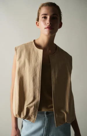 Sand Gilet with Drawstring Hem